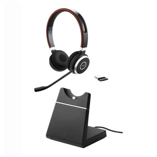 Jabra Evolve 65 SE Link380a MS Stand Duo Bluetooth HS inkl. Ladestation & Link 380a Bluetooth USB-A