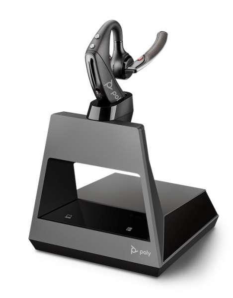 Poly Voyager 5200 Office USB-C 2-Way Base Ohrbügel Bluetooth NC Headset für Festnetz, PC Softphone u