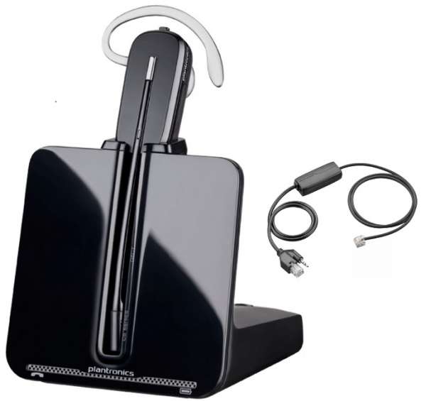 Poly CS540 + APS-11 Konvertible DECT NC Headset mit UNIFY/Aastra usw. EHS Modul für Festnetz.