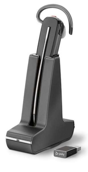 Poly Savi 8240 UC-M USB Konvertible DECT NC Headset mit D200 DECT USB MS Dongle für PC Softphone für