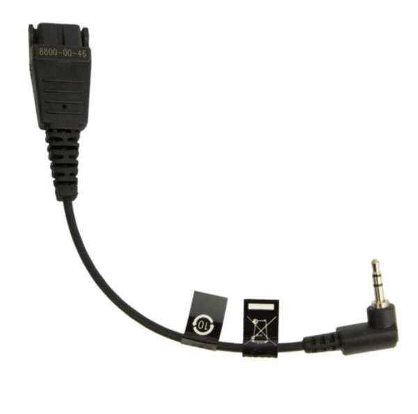 Jabra 00-46 Anschlusskabel QD auf 2,5mm gewinkelter Klinke Stecker z.B. Gigaset & Panasonic & Cisco