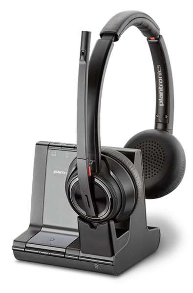 Poly Savi 8220 Duo ANC Office DECT NC Headset mit Active Noise Cancellation für Festnetz, PC Softpho