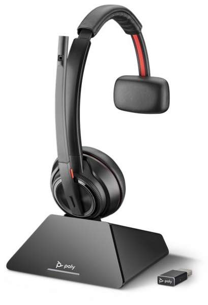 Poly Savi 8210 UC USB Mono DECT NC Headset mit D200 DECT USB Dongle für PC Softphone
