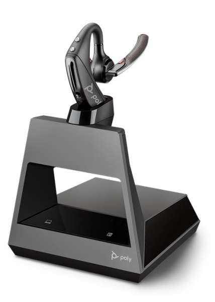 Poly Voyager 5200 Office USB-A 2-Way Base Ohrbügel Bluetooth NC Headset für Festnetz, PC Softphone u