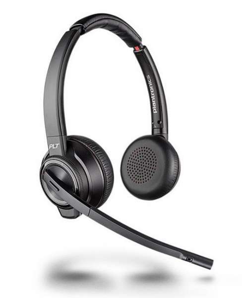 Poly Savi 8220-M Duo ANC Office DECT NC Headset mit Active Noise Cancellation für Festnetz, PC Softp