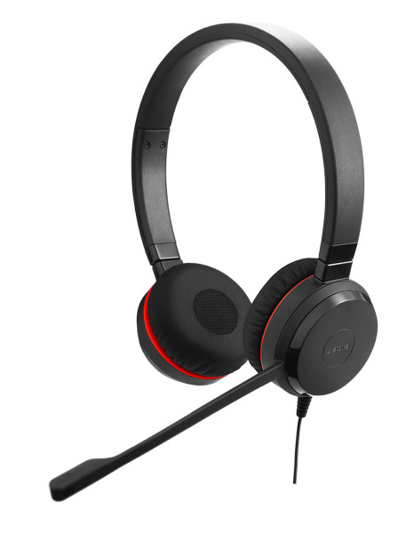 Jabra Evolve 20 SE USB C/A UC Stereo Headset mit Kunstlederpolster & USB-C auf USB-A Adapter