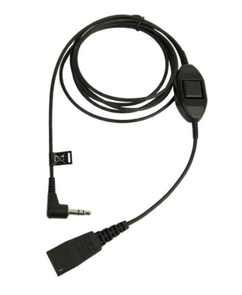 Jabra Anschlusskabel QD auf 3,5mm KLinke glatt 1,50 Meter z.B. für Alcatel 8er und 9er Serie