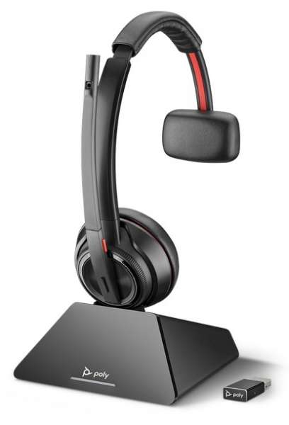 Poly Savi 8210 UC-M USB Mono DECT NC Headset mit D200 DECT USB Dongle für PC Softphone für Microsoft