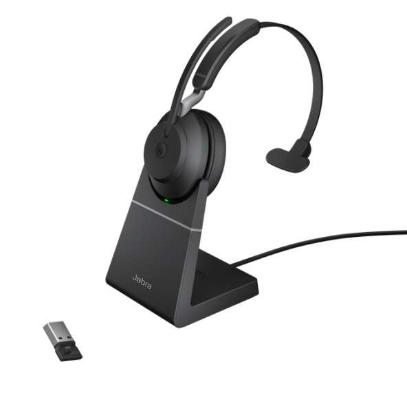 Jabra Evolve2 65 Link380a MS Mono Stand Black Bluetooth NC Headset inkl. Deskstand & Link 380 USB-A