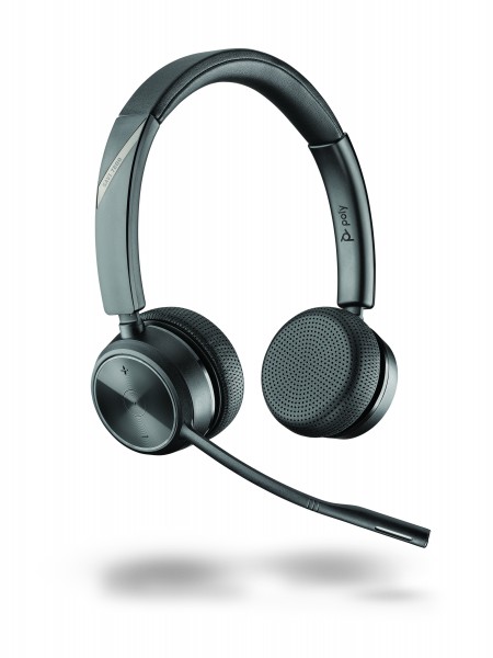Poly Savi 7320 Office UC Stereo Ultra-Secure DECT NC Headset mit Acoustic Fence für Festnetz und PC