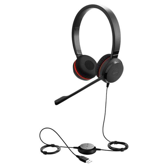 Jabra Evolve 20 Special Edition MS Duo USB NC Headset Kunstleder-Ohrpolster mit CallControl für Micr