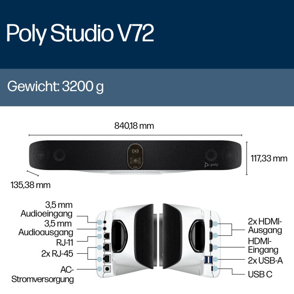 HP Poly Studio V72 USB 4K Videobar